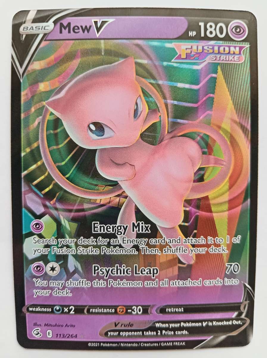 MEW V - POKEMON NINTENDO FUSION STRIKE  - FULL ART RARE HOLO CARD 113/264 - MINT