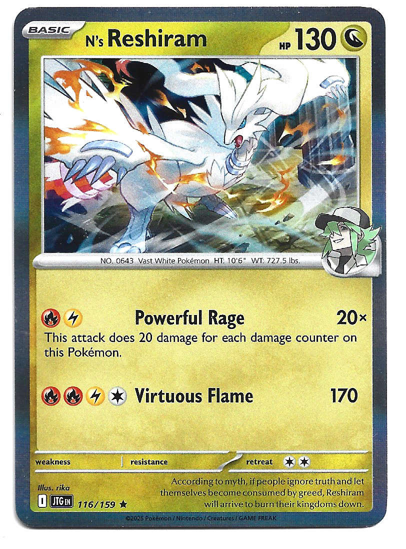 N's RESHIRAM - HOLO RARE  116/159 POKEMON TCG JOURNEY TOGETHER TRADING CARD