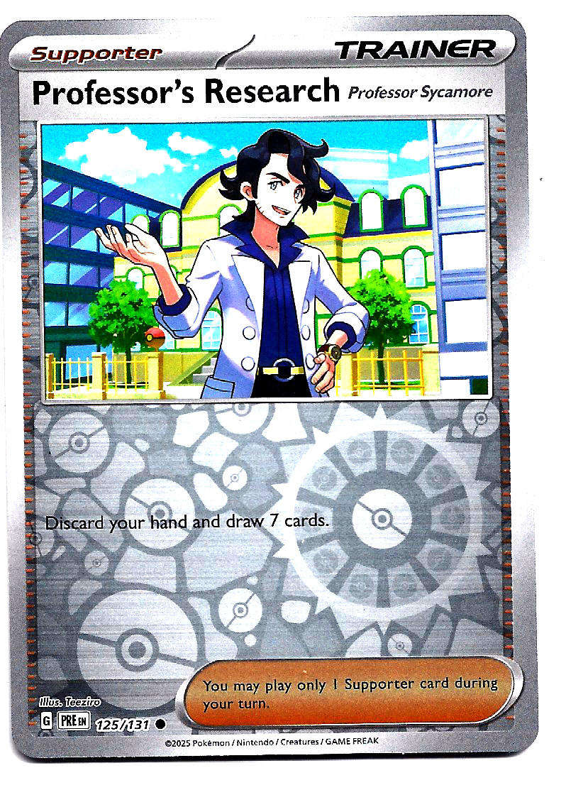 PROFESSOR's RESEARCH - REVERSE HOLO 125/131  POKEMON PRISMATIC EVOLUTIONS TRADING CARD