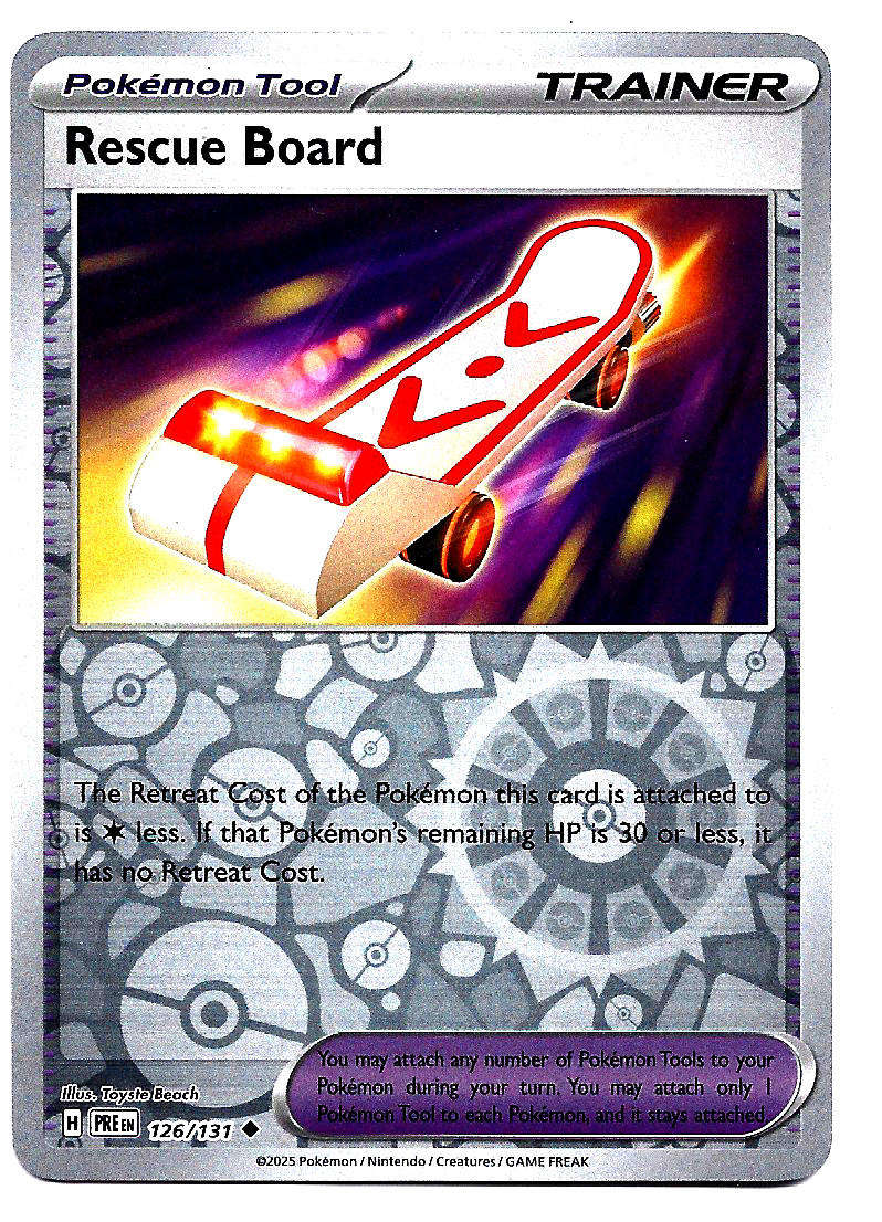 RESCUE BOARD - REVERSE HOLO 126/131  POKEMON PRISMATIC EVOLUTIONS TRADING CARD