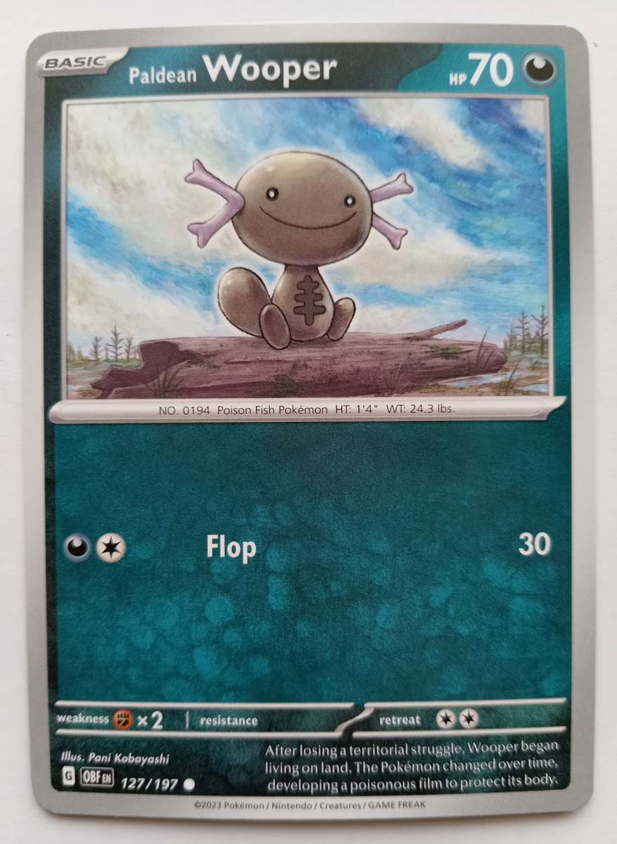 POKEMON CARD - PALDEAN WOOPER  127/197 COMMON OBSIDIAN FLAMES 2023 - MINT