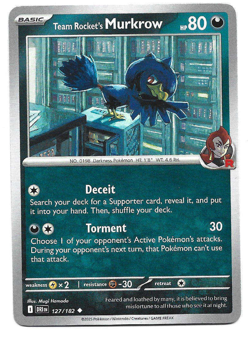 TEAM ROCKET's MURKROW - COMMON  127/182  POKEMON TCG DESTINED RIVALS TRADING CARD