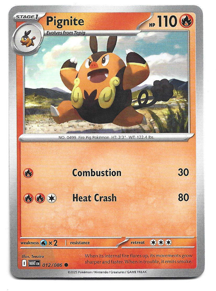 PIGNITE - COMMON  12/86 POKEMON TCG WHITE FLARE TRADING CARD