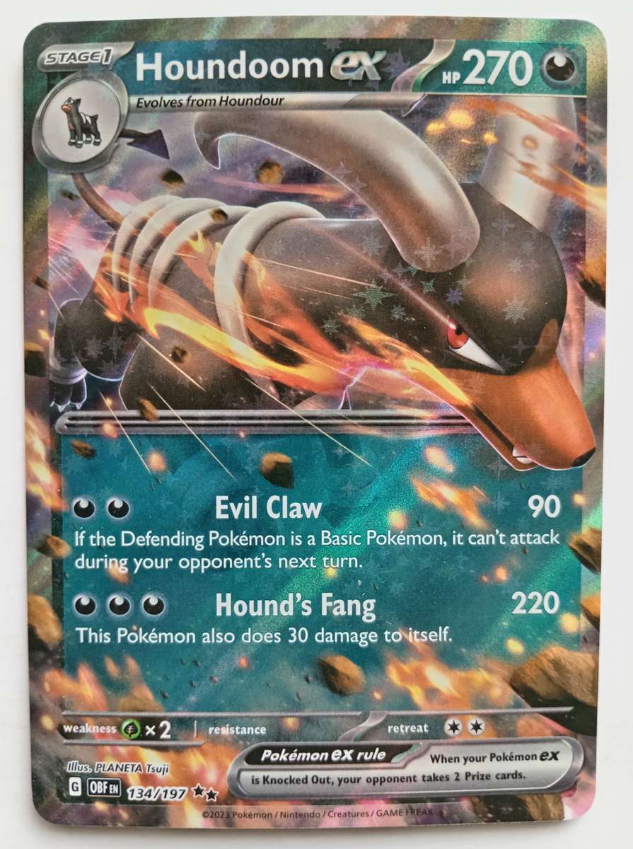 HOUNDOOM EX  - HOLO RARE  134/197  POKEMON OBSIDIAN FLAMES TRADING CARD