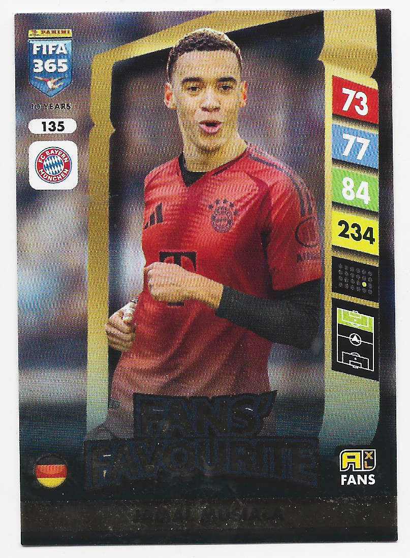 JAMAL MUSIALA - PANINI FIFA 365 COLLECTION 2025 - FOIL "FANS FAVOURITE" TRADING CARD 135