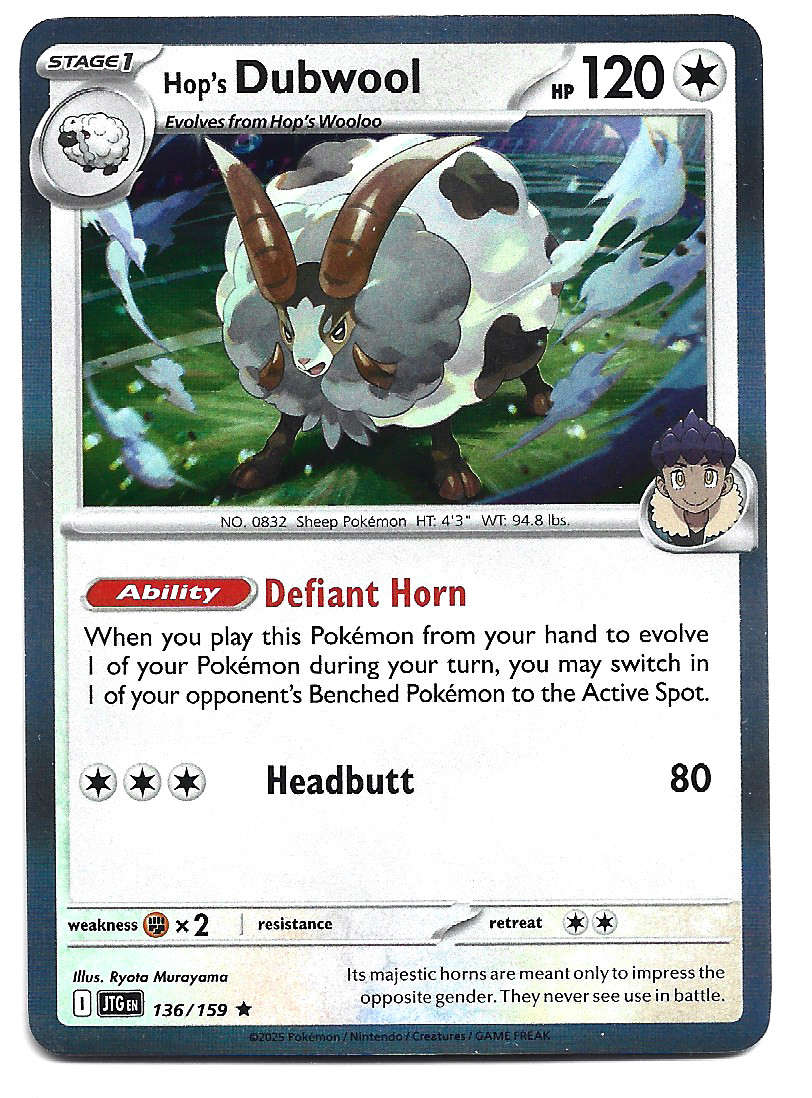 HOP's DUBWOOL - HOLO RARE  136/159 POKEMON TCG JOURNEY TOGETHER TRADING CARD