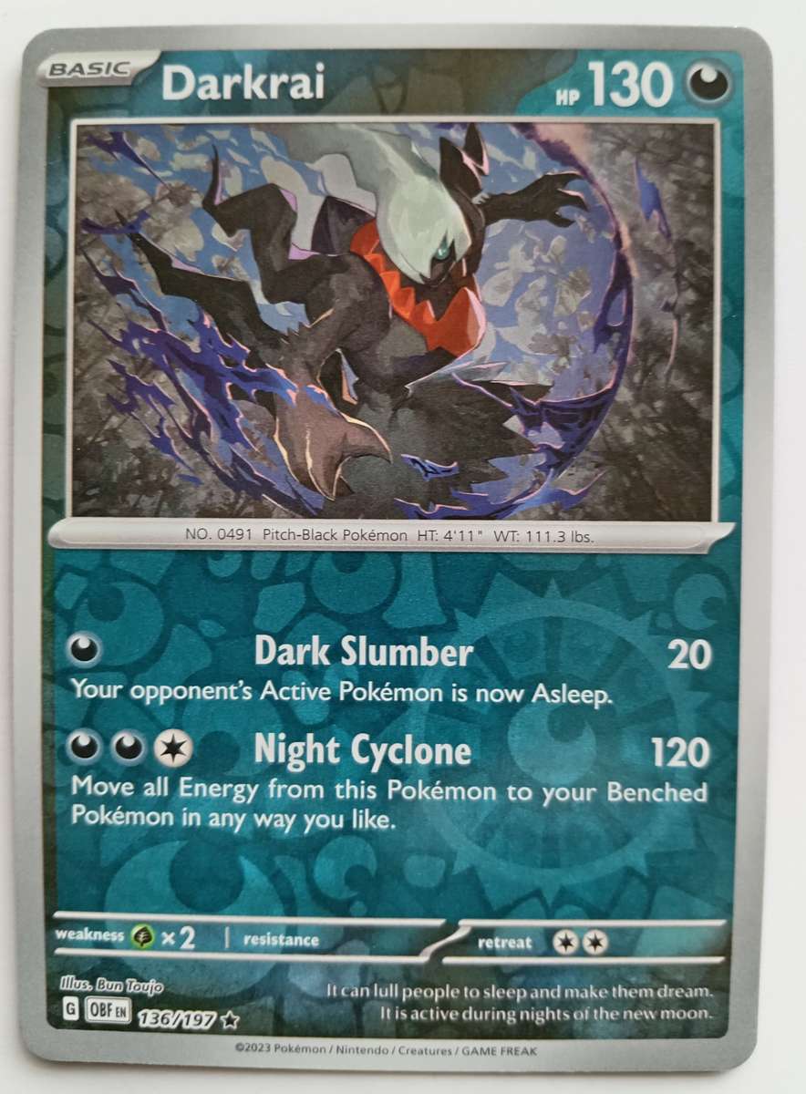 POKEMON CARD - DARKRAI  136/197 REVERSE HOLO OBSIDIAN FLAMES 2023 - MINT