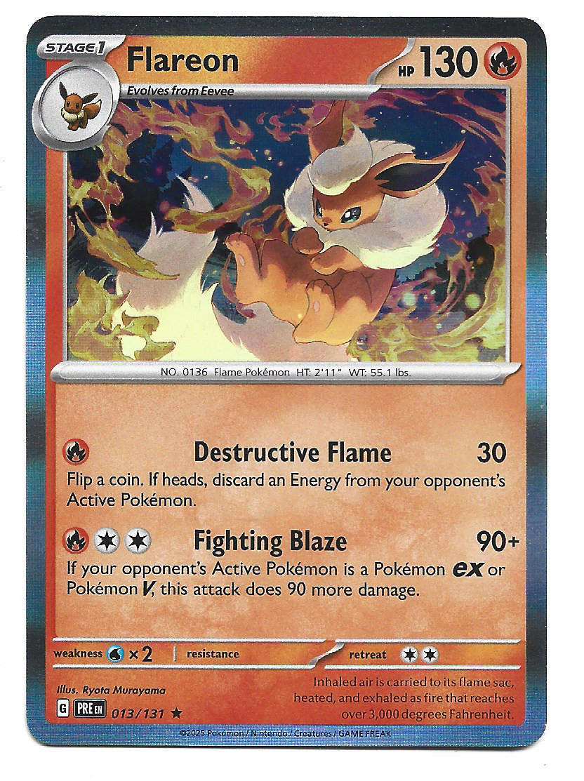 FLAREON - HOLO RARE  13/131  POKEMON PRISMATIC EVOLUTIONS TRADING CARD