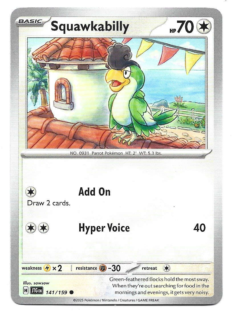 SQUAWKABILLY - COMMON  141/159 POKEMON TCG JOURNEY TOGETHER TRADING CARD