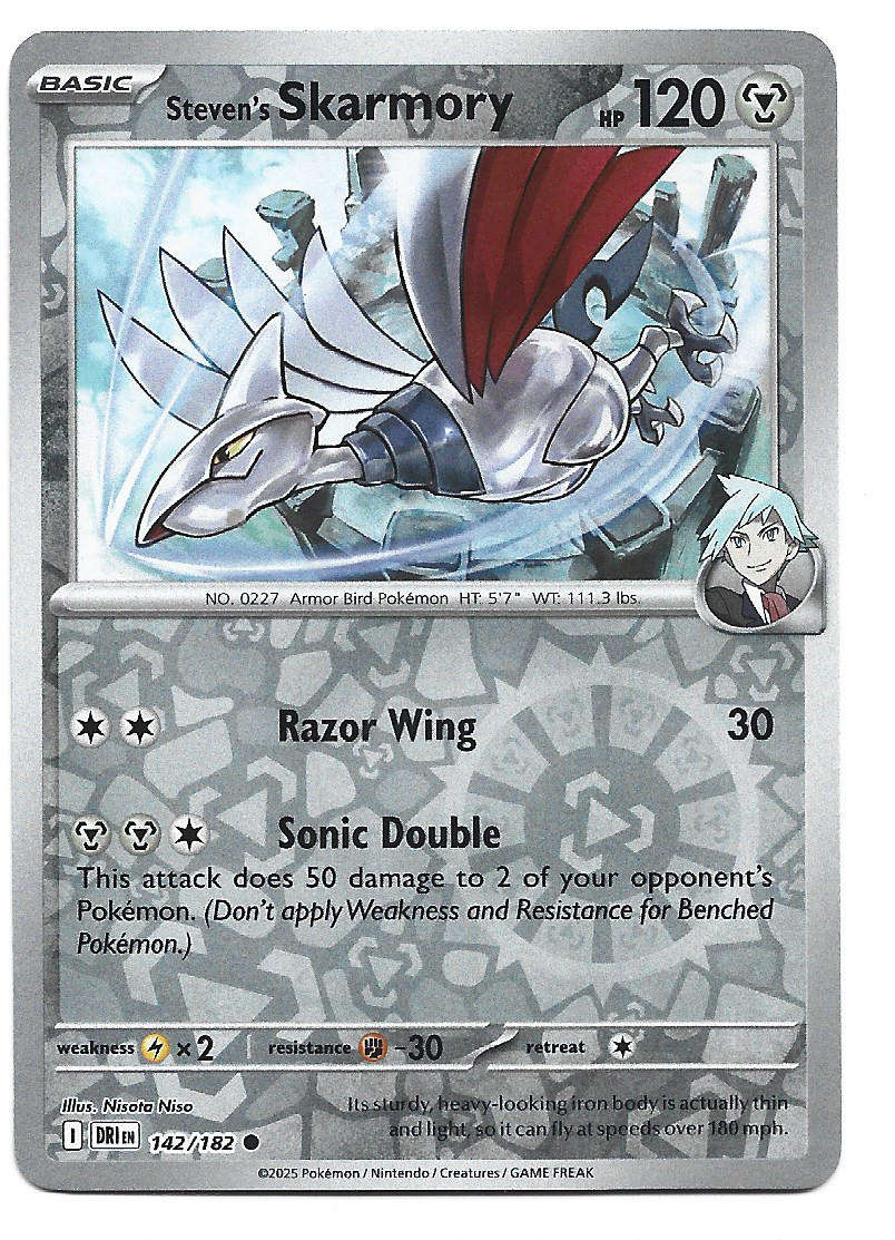 STEVEN's SKARMORY - REVERSE HOLO  142/182  POKEMON TCG DESTINED RIVALS TRADING CARD