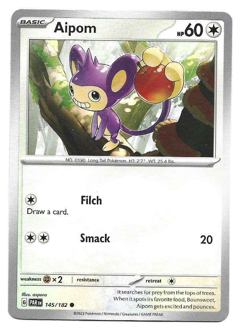 AIPOM  -  POKEMON PARADOX RIFT COMMON  145/182 TRADING CARD