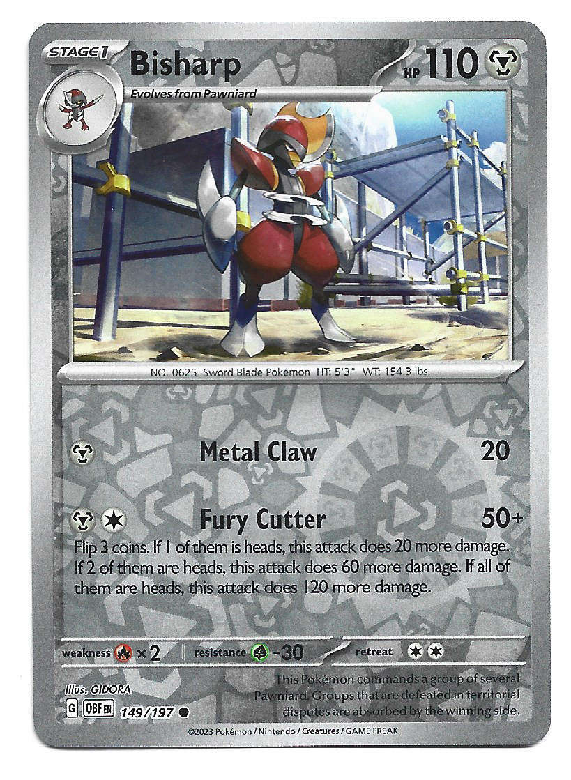 BISHARD - REVERSE HOLO  149/197 POKEMON TCG OBSIDIAN FLAMES TRADING CARD