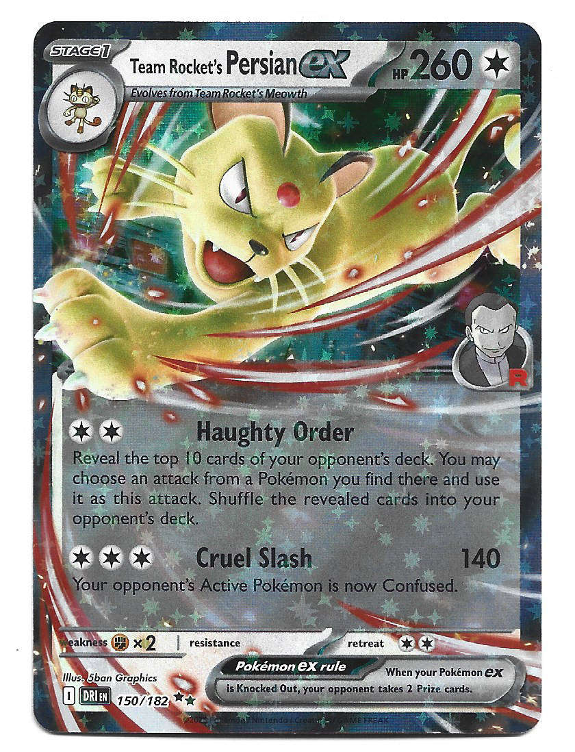 TEAM ROCKET's PERSIAN EX  - HOLO D/RARE  150/182  POKEMON TCG DESTINED RIVALS TRADING CARD