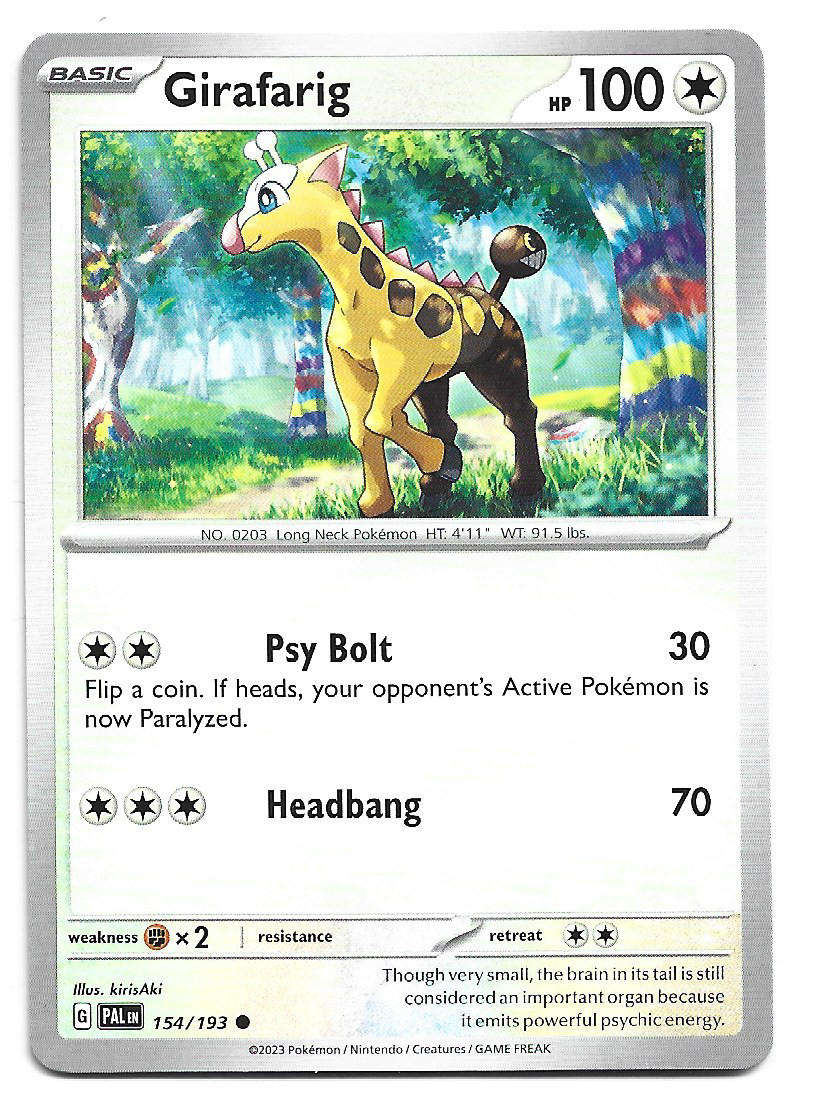 GIRAFARIG - COMMON   154/193 POKEMON TCG PALDEA EVOLVED TRADING CARD