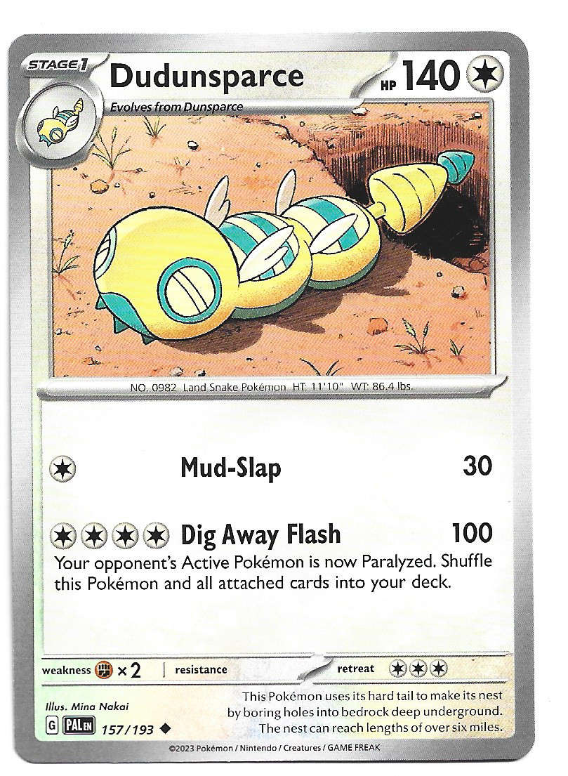 POKEMON CARD - DUDUNSPARCE  157/193 COMMON PALDEA EVOLVED 2023 TRADING CARD - MINT