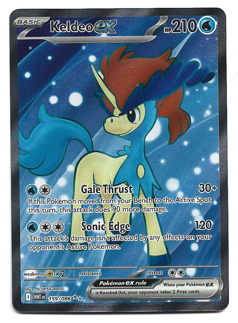 KELDEO EX - FULL ART ILLUSTRATION RARE  159/86 POKEMON TCG WHITE FLARE TRADING CARD