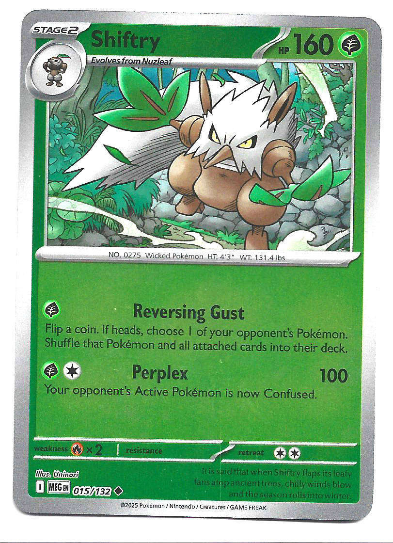 SHIFTRY - REVERSE HOLO  15/132 POKEMON TCG MEGA EVOLUTION TRADING CARD
