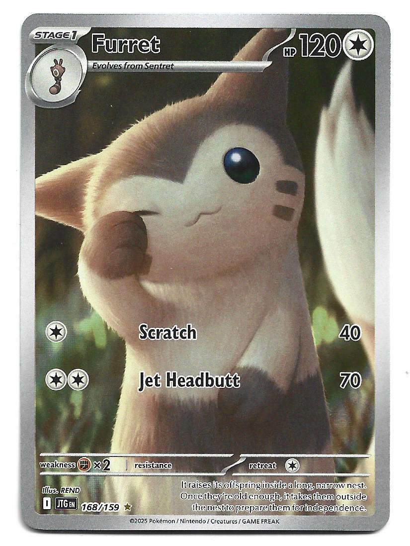 FURRET - FULL ART ILLUSTRATION RARE  168/159 POKEMON TCG JOURNEY TOGETHER TRADING CARD