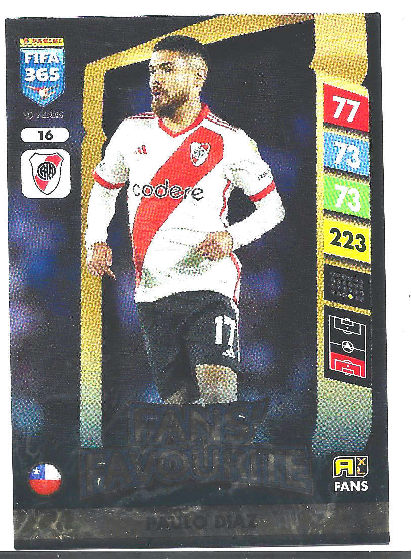 PAULO DIAZ - PANINI FIFA 365 COLLECTION 2025 - FOIL "FANS FAVOURITE" TRADING CARD 16