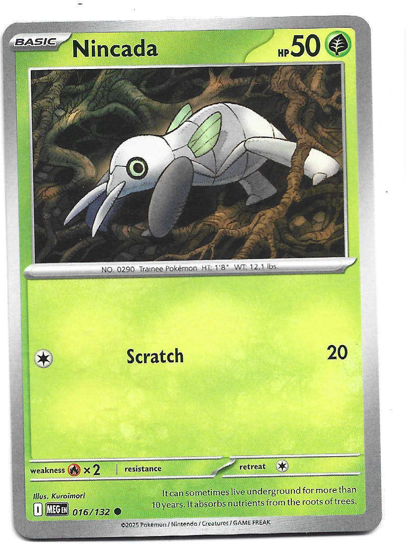 NINCADA - COMMON  16/132 POKEMON TCG MEGA EVOLUTION TRADING CARD
