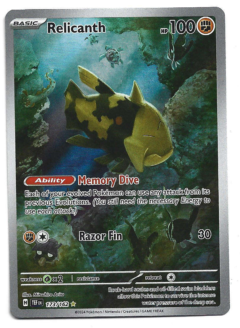 RELICANTH - FULL ART ILLUSTRATION RARE  173/162 POKEMON TCG TEMPORAL FORCES TRADING CARD