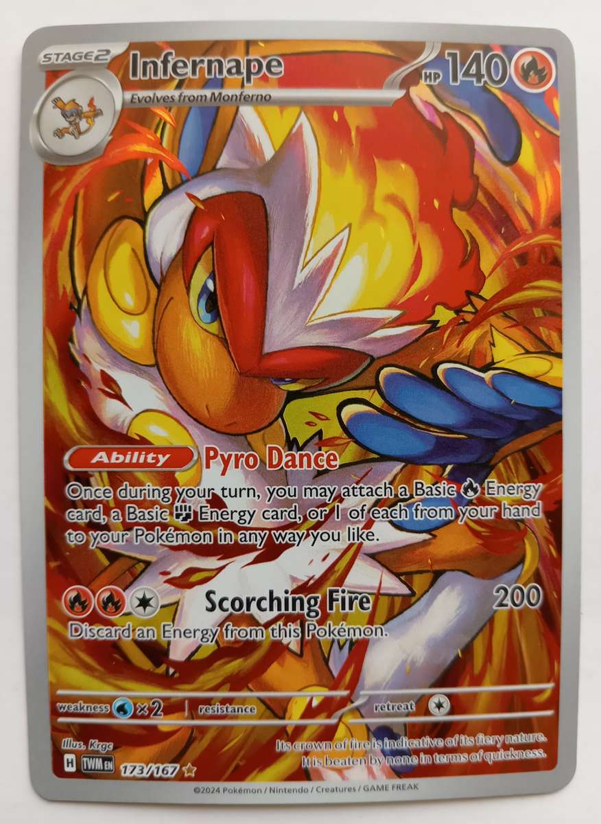 POKEMON CARD - INFERNAPE  173/167 FULL ART RARE HOLO TWILIGHT MASQUERADE TRADING CARD - NM