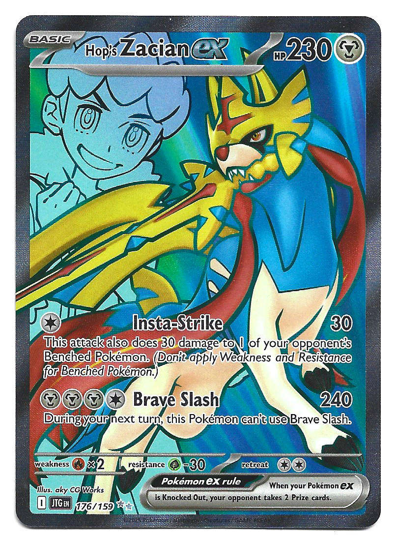 HOP's ZACIAN EX - FULL ART ILLUSTRATION RARE  176/159 POKEMON TCG JOURNEY TOGETHER TRADING CARD
