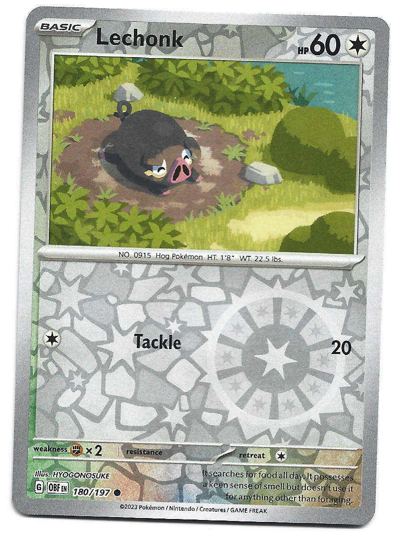 LECHONK - REVERSE HOLO  180/197  POKEMON TCG OBSIDIAN FLAMES TRADING CARD