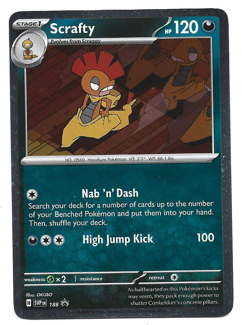 SCRAFTY - POKEMON TCG SCARLET & VIOLET PROMO HOLO SVP 188 TRADING CARD