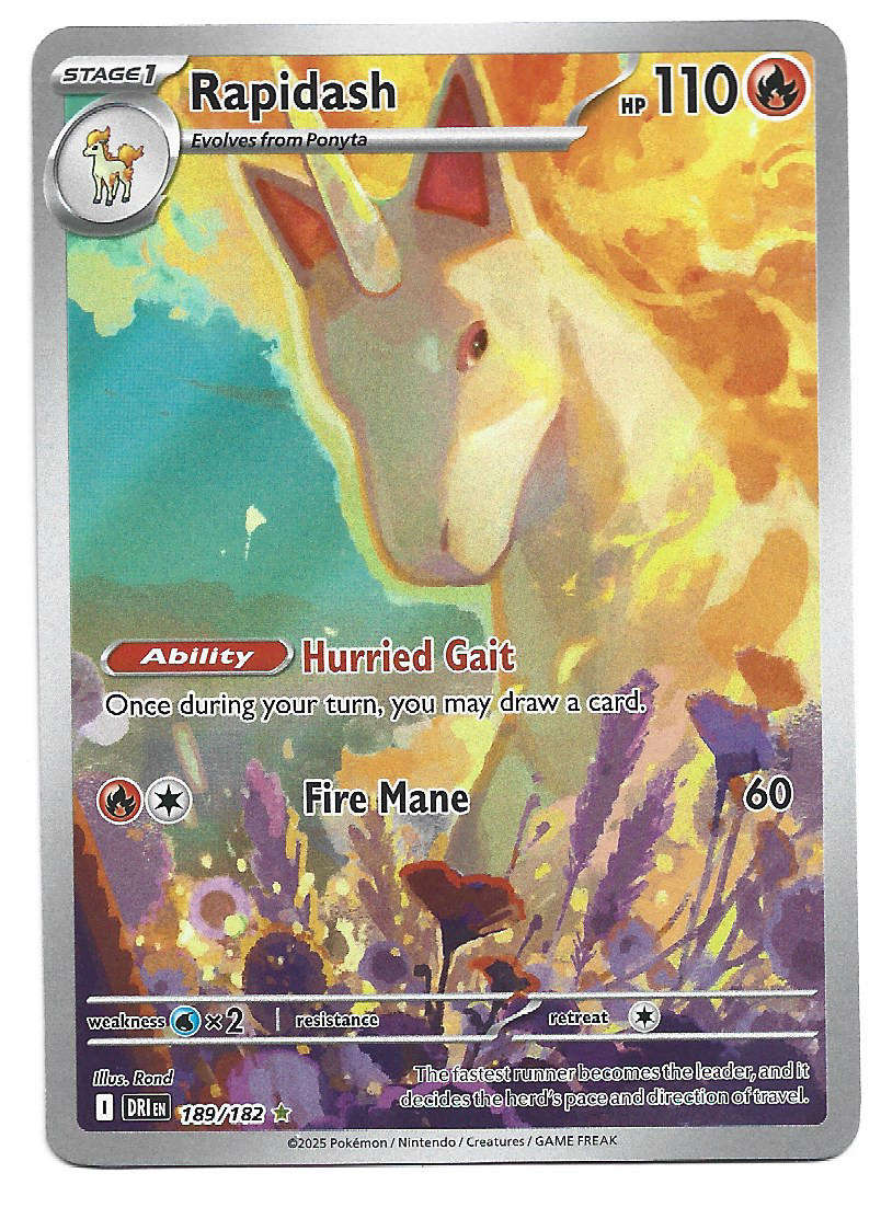 RAPIDASH - FULL ART ILLUSTRATION RARE  189/182  POKEMON TCG DESTINED RIVALS TRADING CARD
