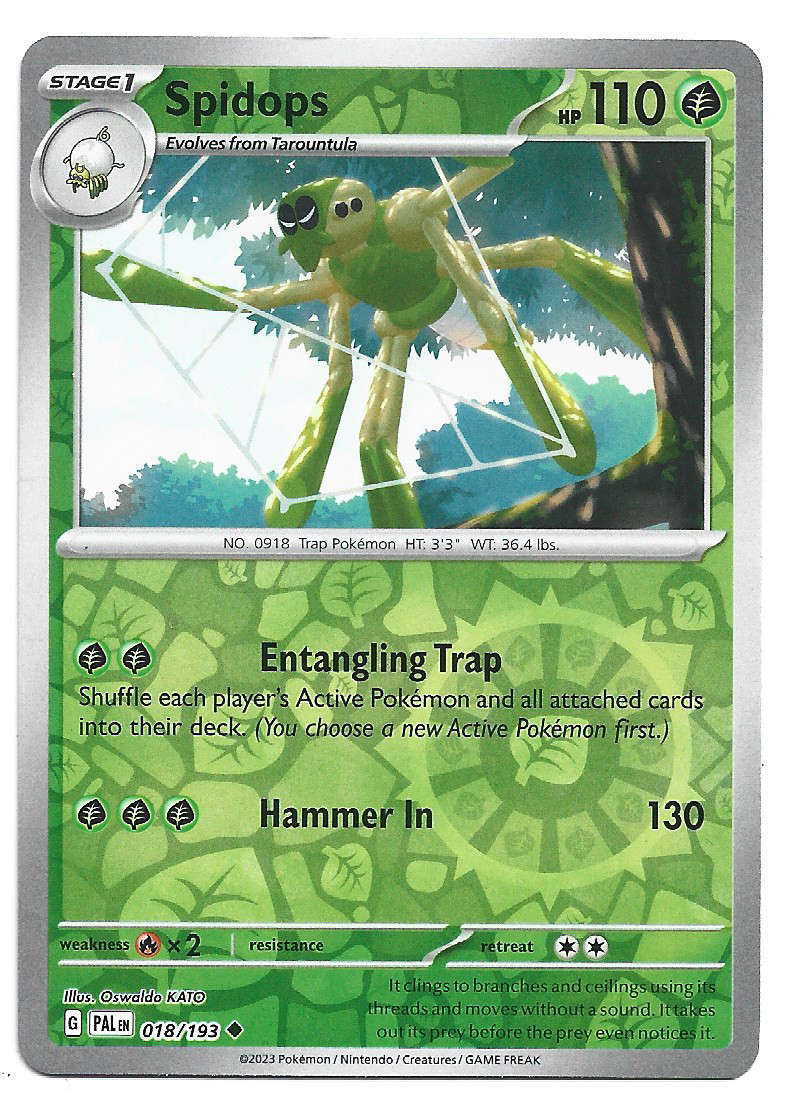 POKEMON CARD - SPIDOPS  18/193  Reverse Holo  Paldea Evolved Trading Card - Mint