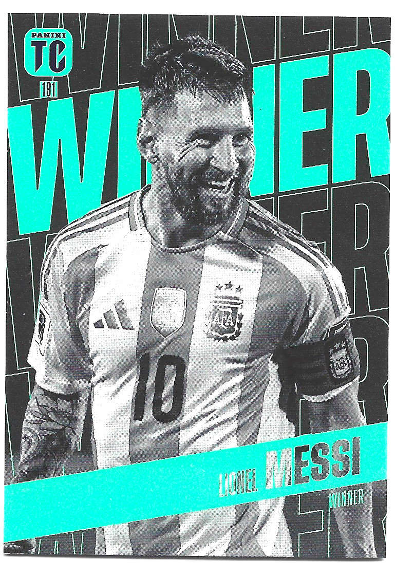 LIONEL MESSI - PANINI `TOP CLASS` 2025 COLLECTION - FOIL WINNER TRADING CARD 191