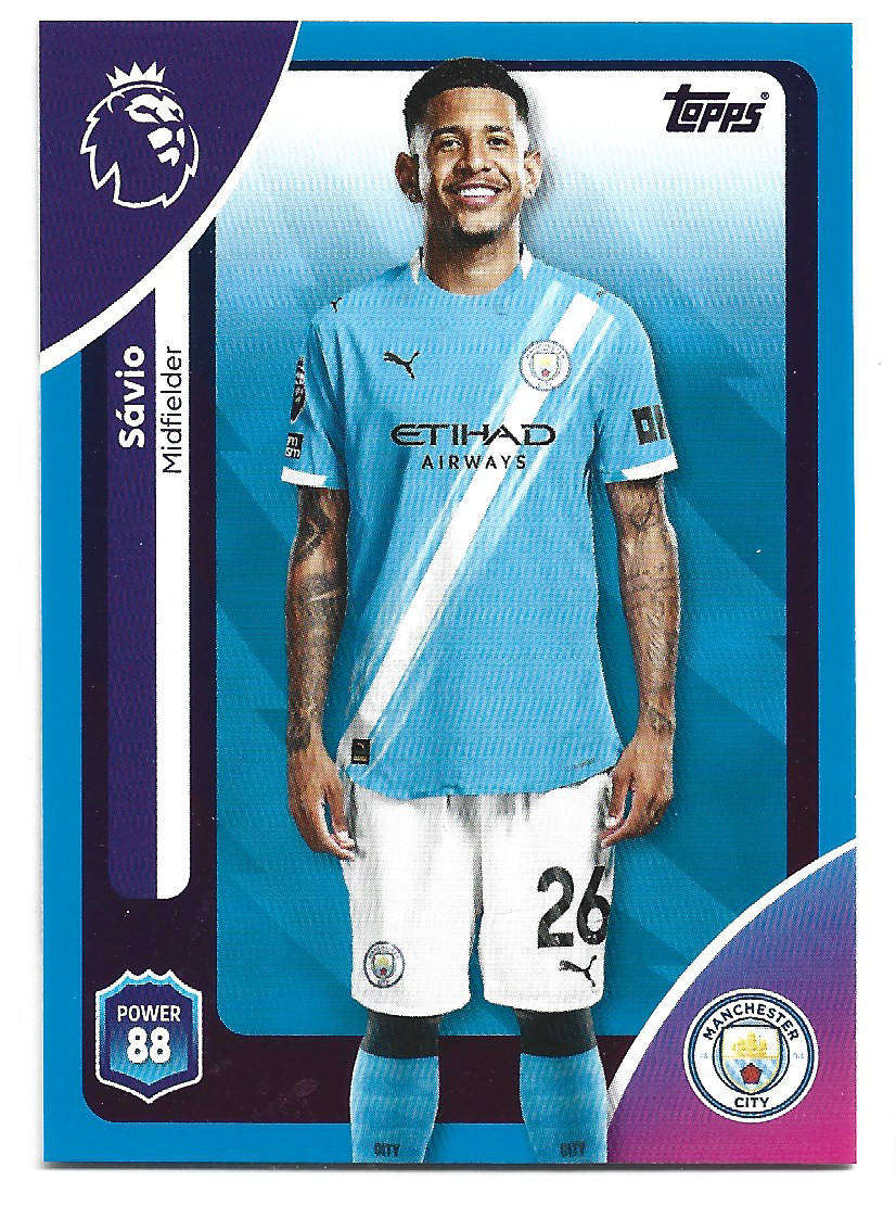 SAVIO (Man. City) - TOPPS Premier League Premium 2025/26 - BLUE PARALLEL Trading Card 192