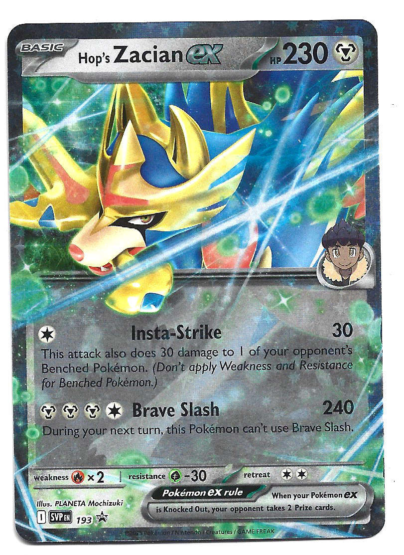 HOP's ZACAIN EX - HOLO RARE  SVP 193 SCARLET & VIOLET PROMO TRADING CARD