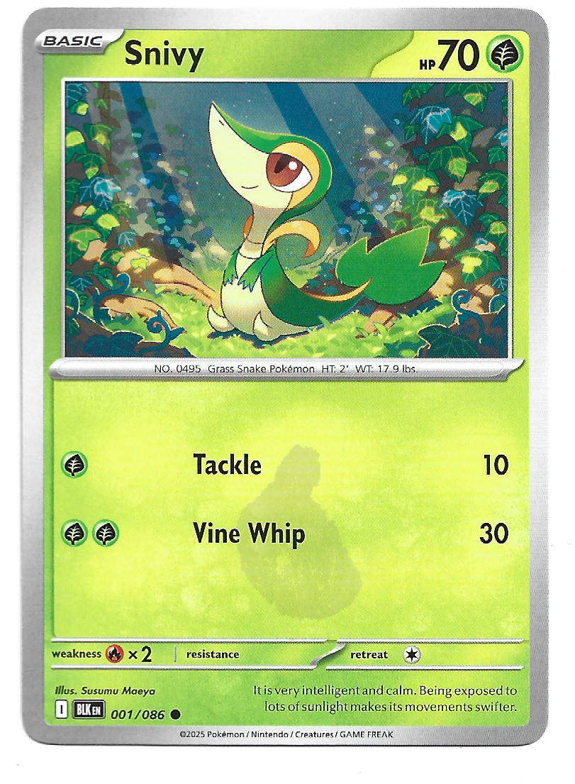 SNIVY - COMMON   1/86 POKEMON TCG BLACK BOLT TRADING CARD