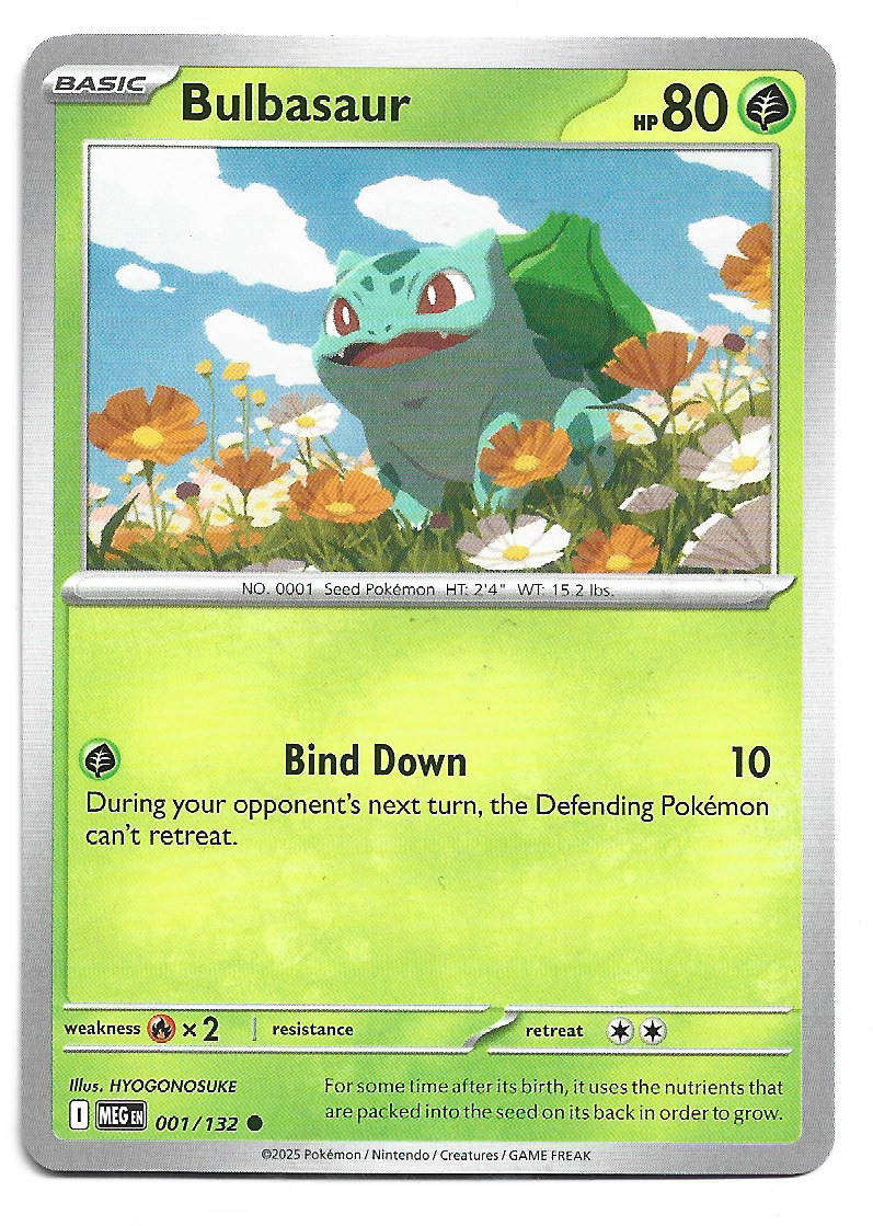 BULBASAUR - COMMON  1/132 POKEMON TCG MEGA EVOLUTION TRADING CARD
