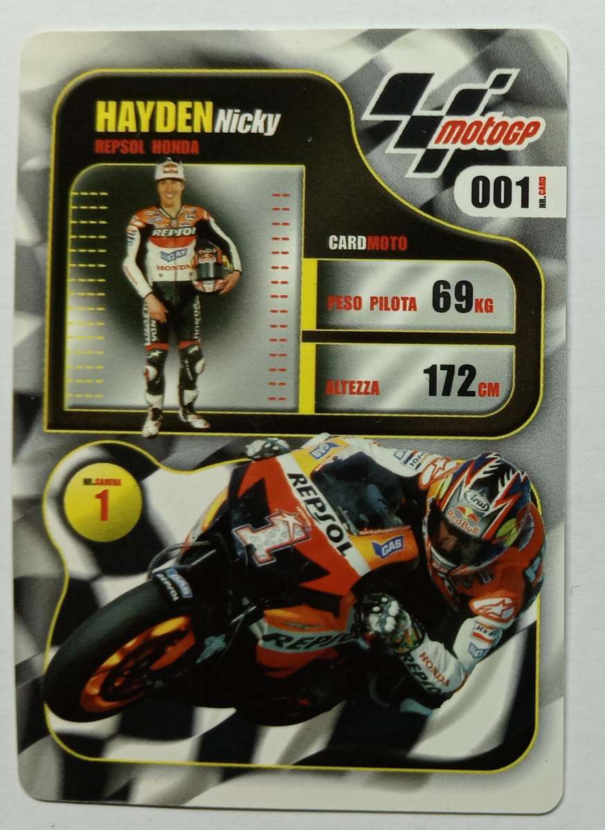 NICKY HAYDEN - MOTO GP 07 `PREZIOSI COLLECTION`  - RARE FOIL TRADING CARD 001
