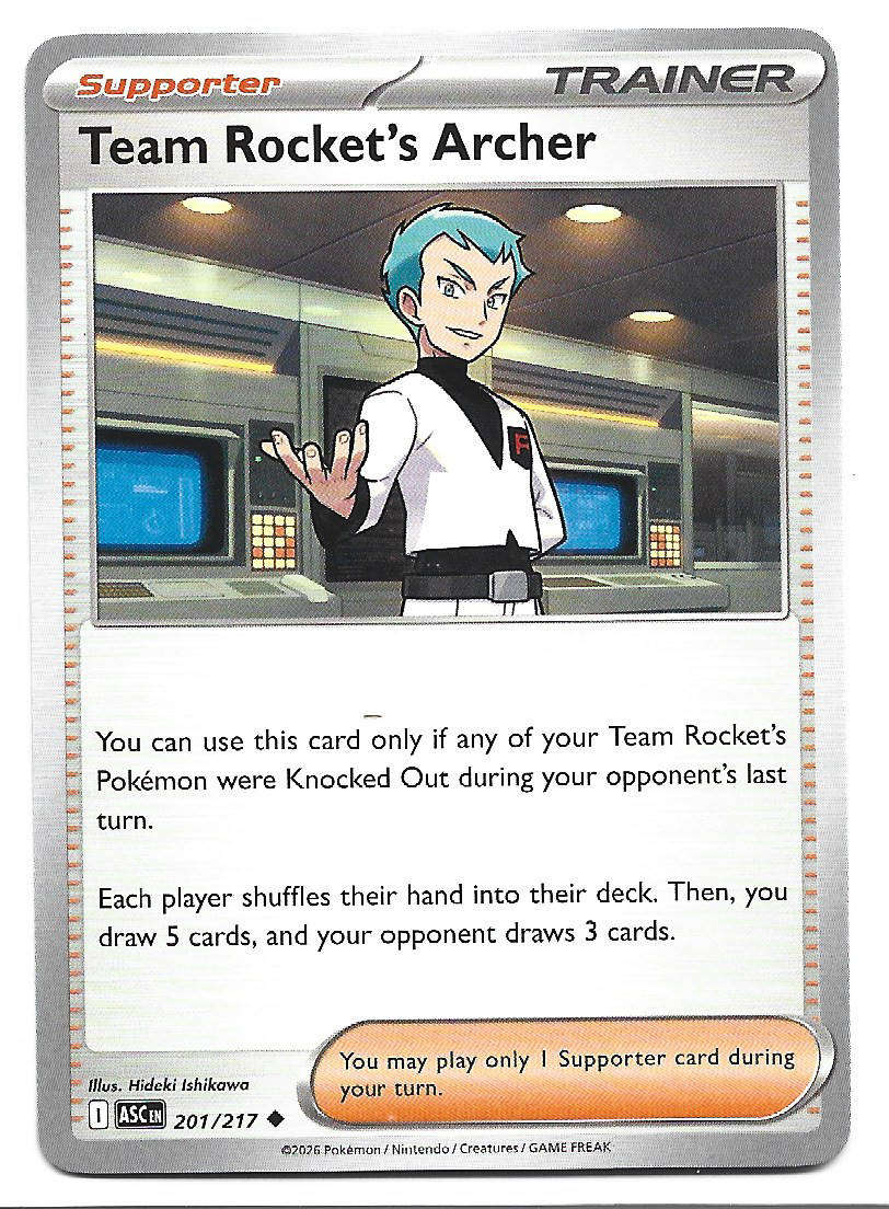 TEAM ROCKET's ARCHER - UNCOMMON  201/217 POKEMON TCG ASCENDED HEROES TRADING CARD