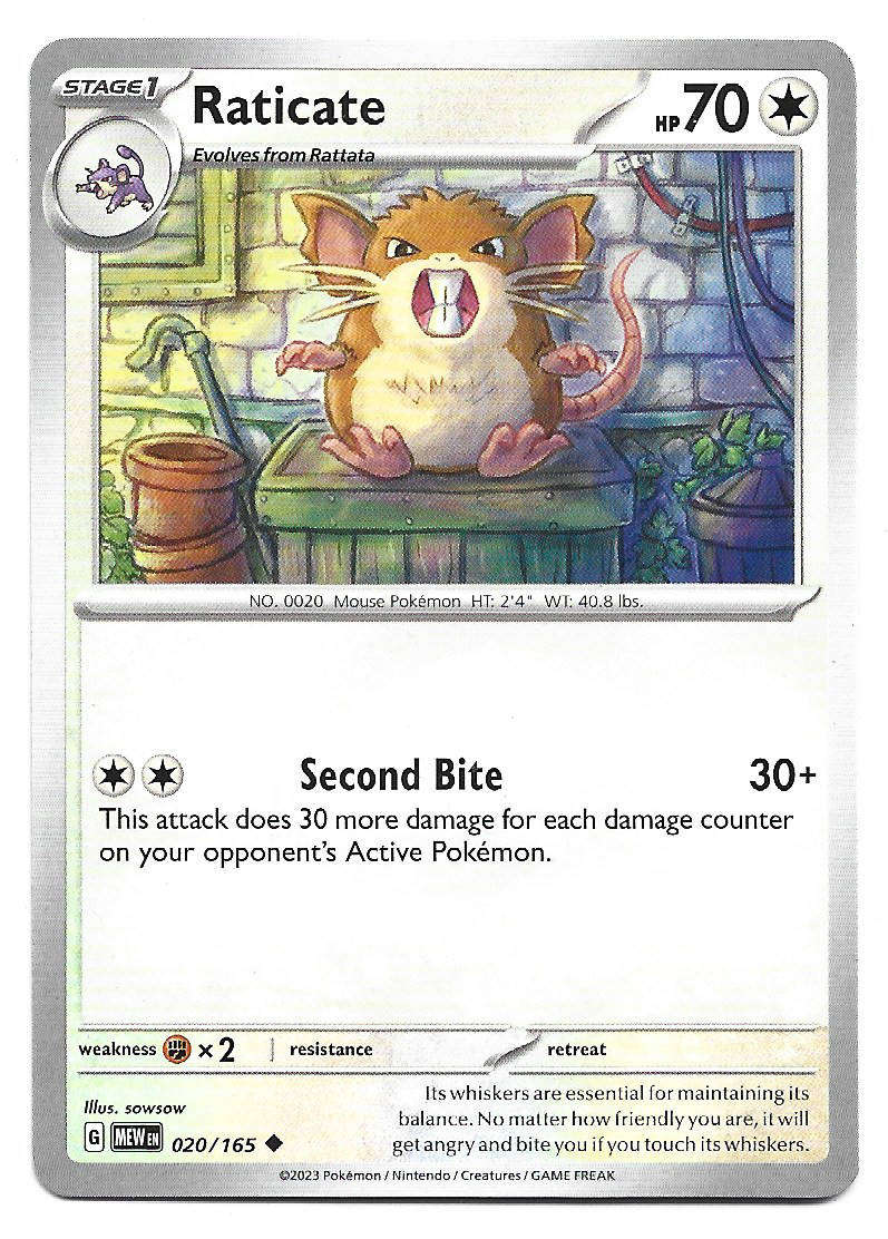 RATICATE -  UNCOMMON  20/165 POKEMON TCG Scarlet & Violet 151 TRADING CARD