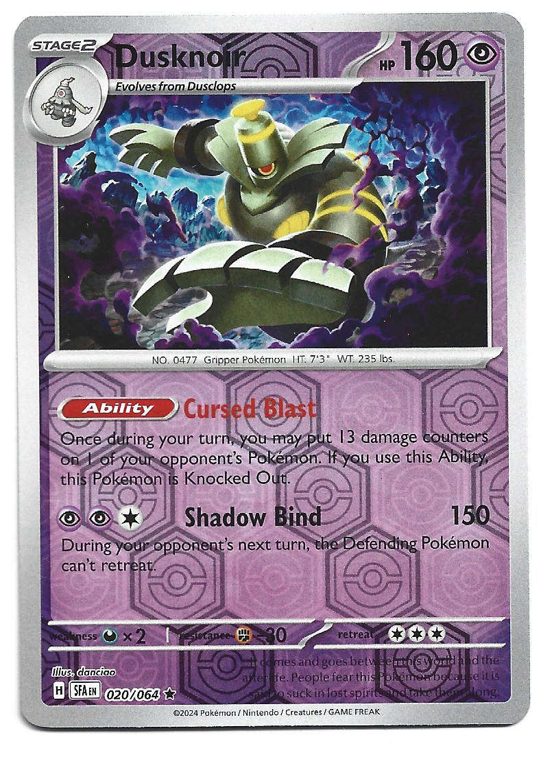 DUSKNOIR -   REVERSE HOLO  20/64 POKEMON TCG SHROUDED FABLE TRADING CARD