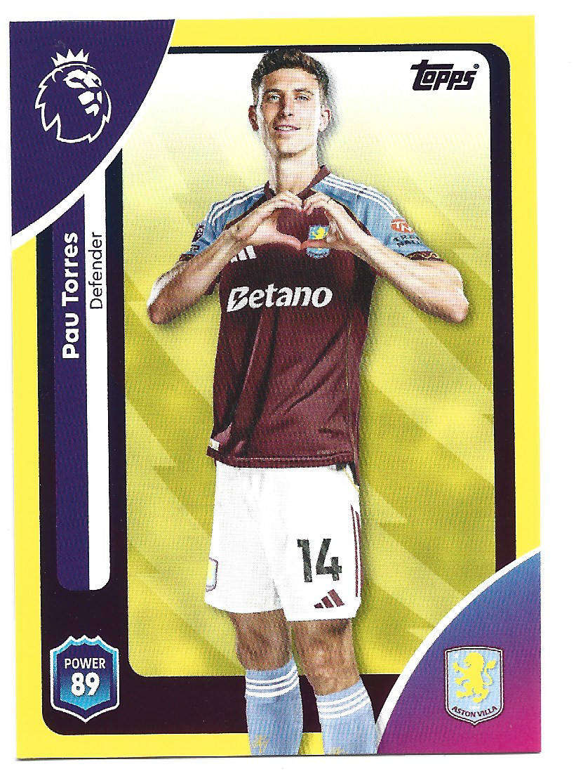 PAU TORRES - TOPPS Premier League Premium 2025/26 - YELLOW PARALLEL Trading card 21