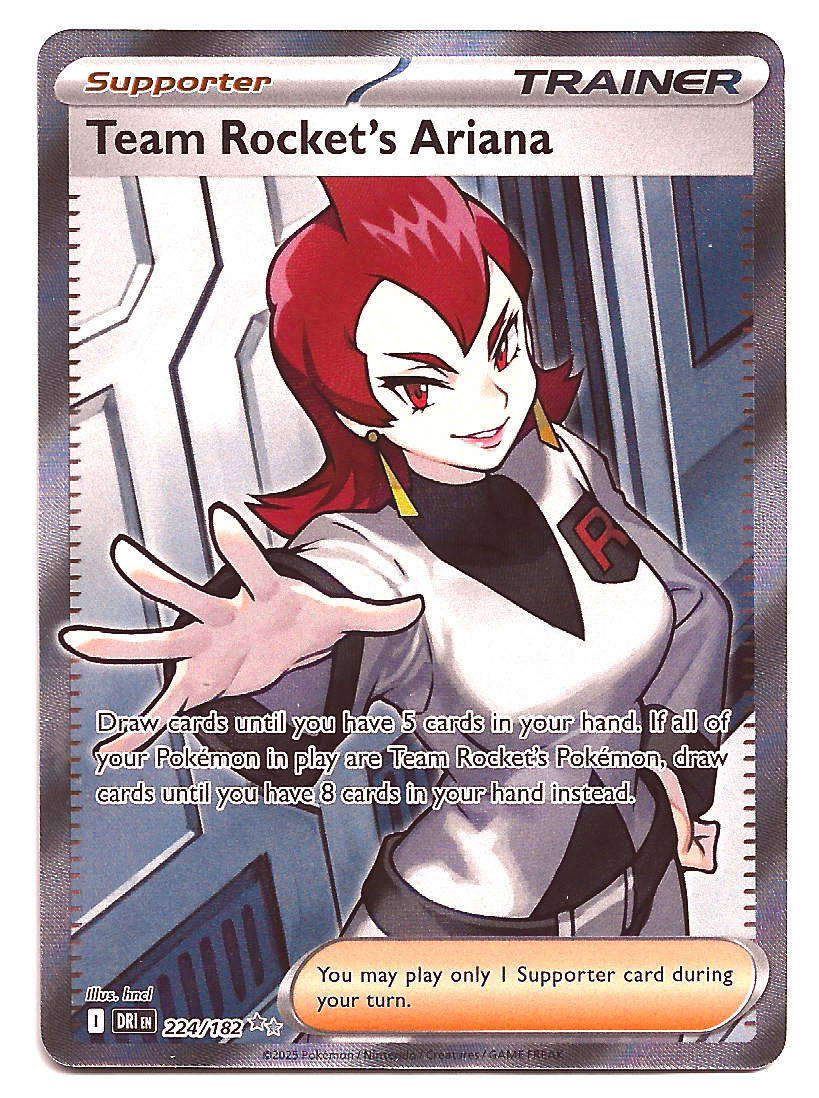 TEAM ROCKET's ARIANA  - ULTRA RARE HOLO  224/182  POKEMON TCG DESTINED RIVALS TRADING CARD