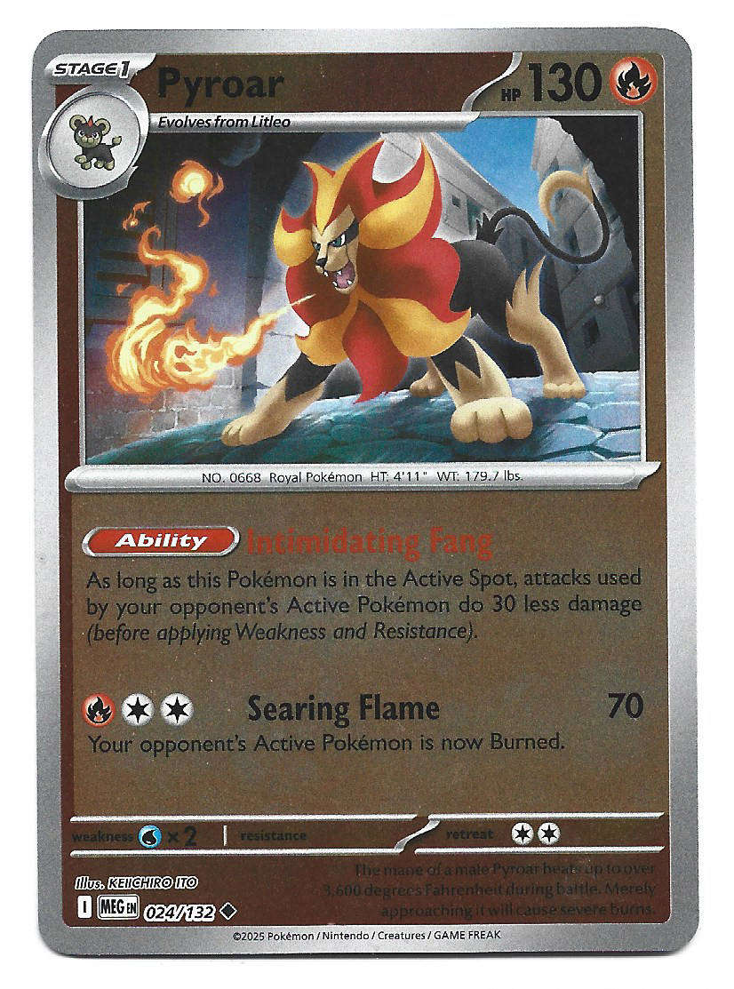 PYROAR - REVERSE HOLO  24/132 POKEMON TCG MEGA EVOLUTION TRADING CARD
