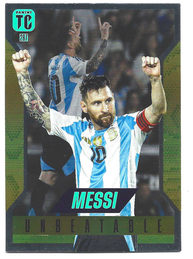 LIONEL MESSI - PANINI `TOP CLASS` 2025 COLLECTION - RARE SILVER FOIL UNBEATABLE TRADING CARD 267