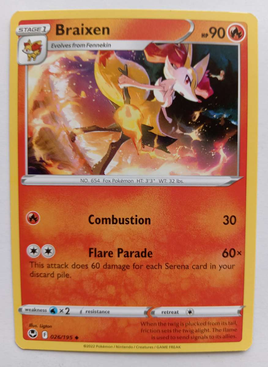 POKEMON CARD -  BRAIXEN  26/195 SILVER TEMPEST COMMON CARD - MINT