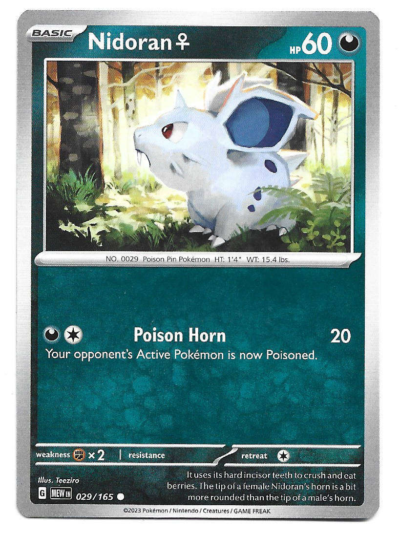 NIDORAN -  COMMON  29/165 POKEMON TCG Scarlet & Violet 151 TRADING CARD