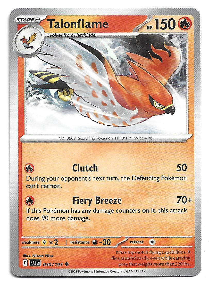 TALONFLAME - UNCOMMON  30/193  POKEMON TCG PALDEA EVOLVED TRADING CARD