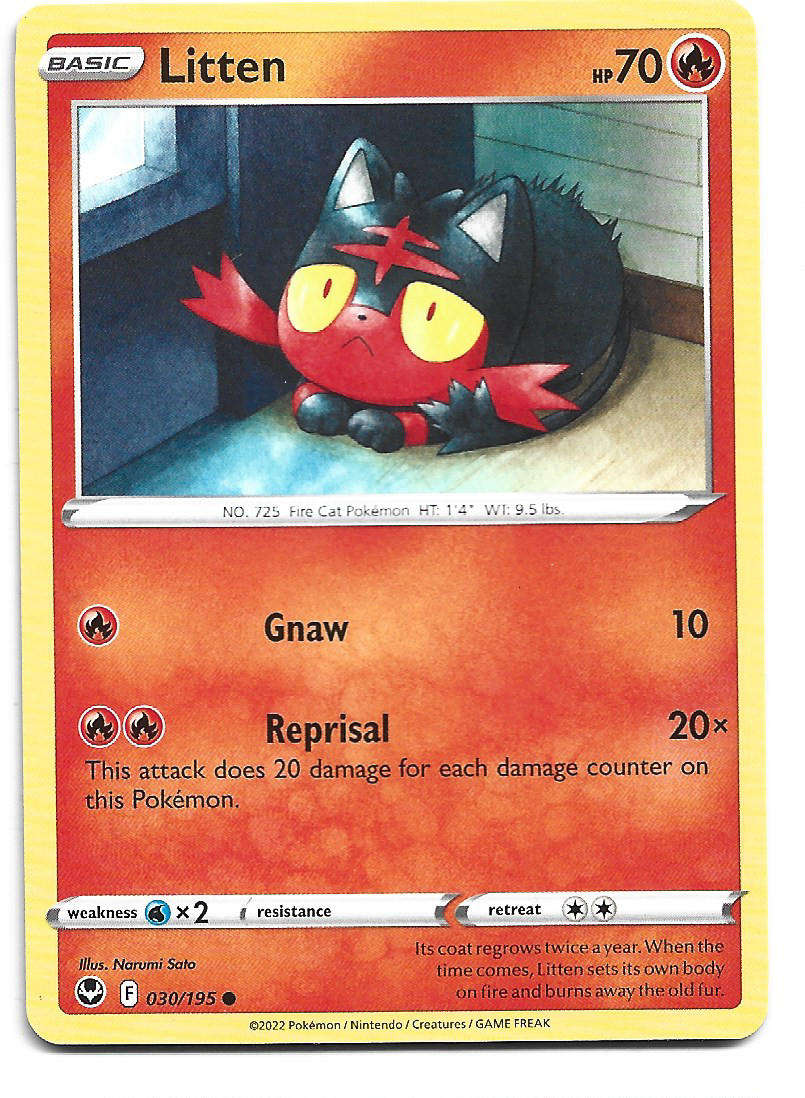 LITTEN - COMMON  30/195  POKEMON TCG SILVER TEMPEST TRADING CARD
