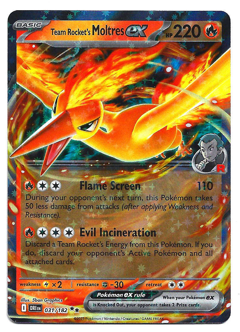 TEAM ROCKET's MOLTRES EX  - HOLO D/RARE  31/182  POKEMON TCG DESTINED RIVALS TRADING CARD