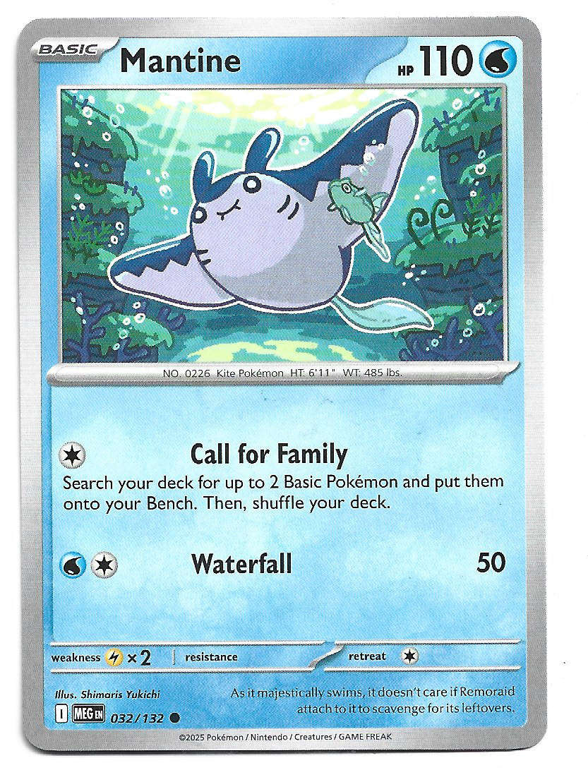 MANTINE - COMMON  32/132 POKEMON TCG MEGA EVOLUTION TRADING CARD